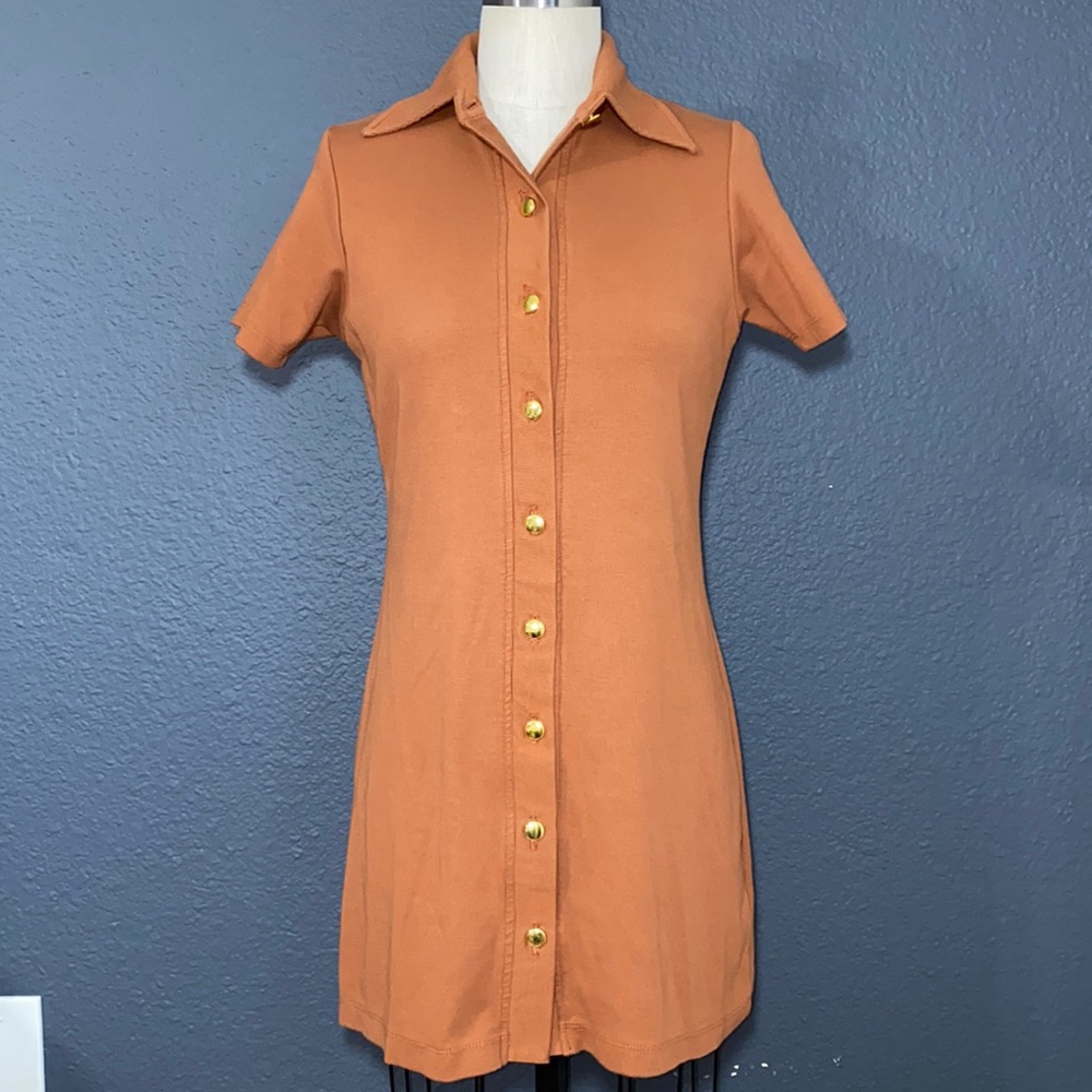 Stoned Immaculate Rust Brown Front Button Dress - image 1